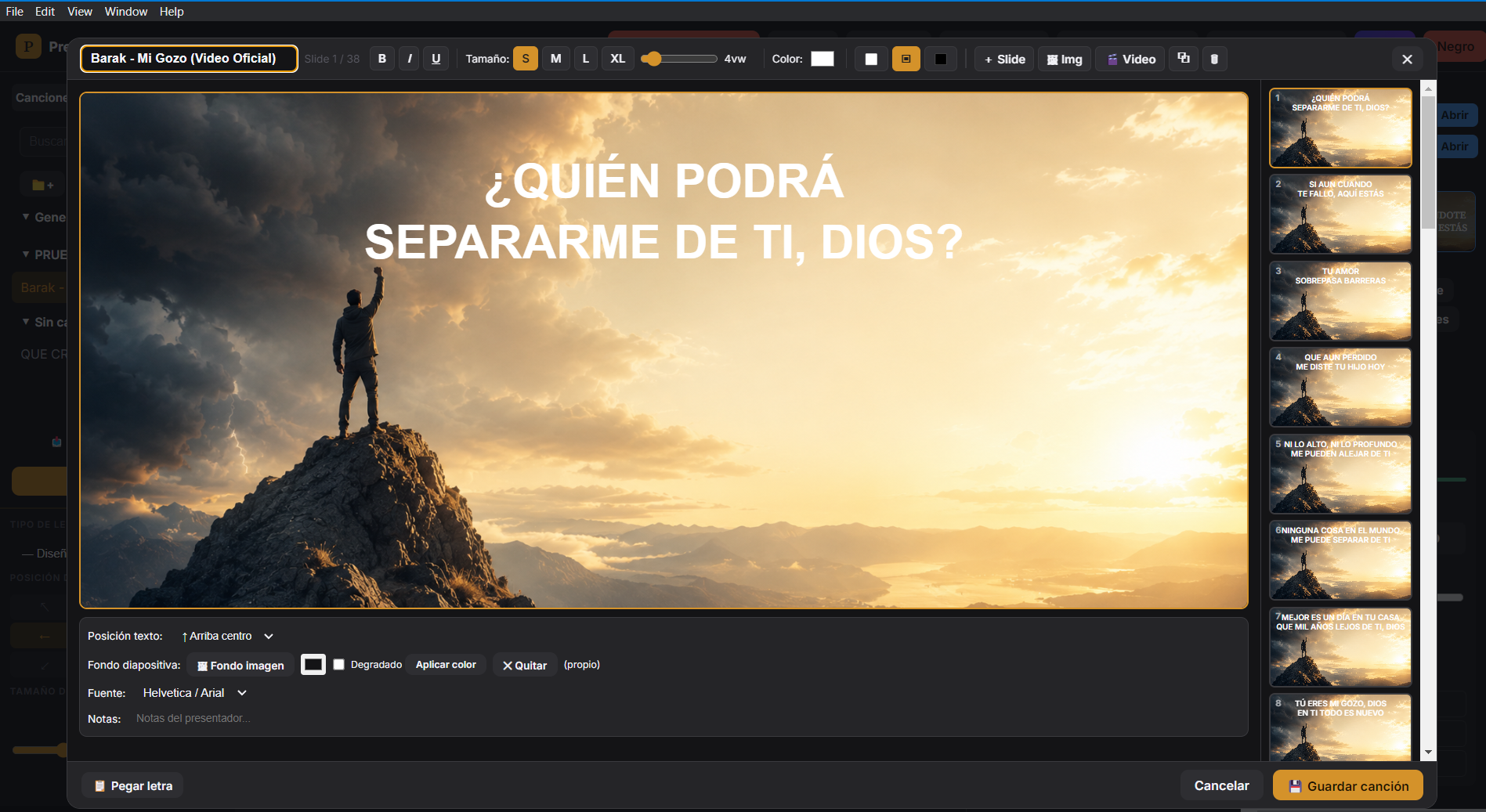Editor de diapositivas PredicaPro